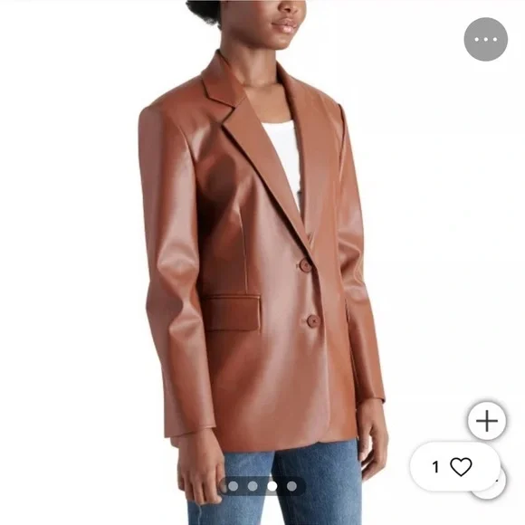 NWT Steve Madden Ladies' Faux Leather Blazer - Picture 3 of 8